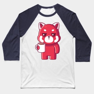 Cute red panda drinking coffee Baseball T-Shirt